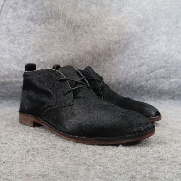 Trask Shoes Womens 6 Booties Chukka Calf Hair Leather Classic Addy Black Lace Up - Picture 1 of 15